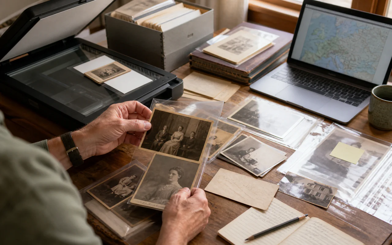 Archive photo research workspace