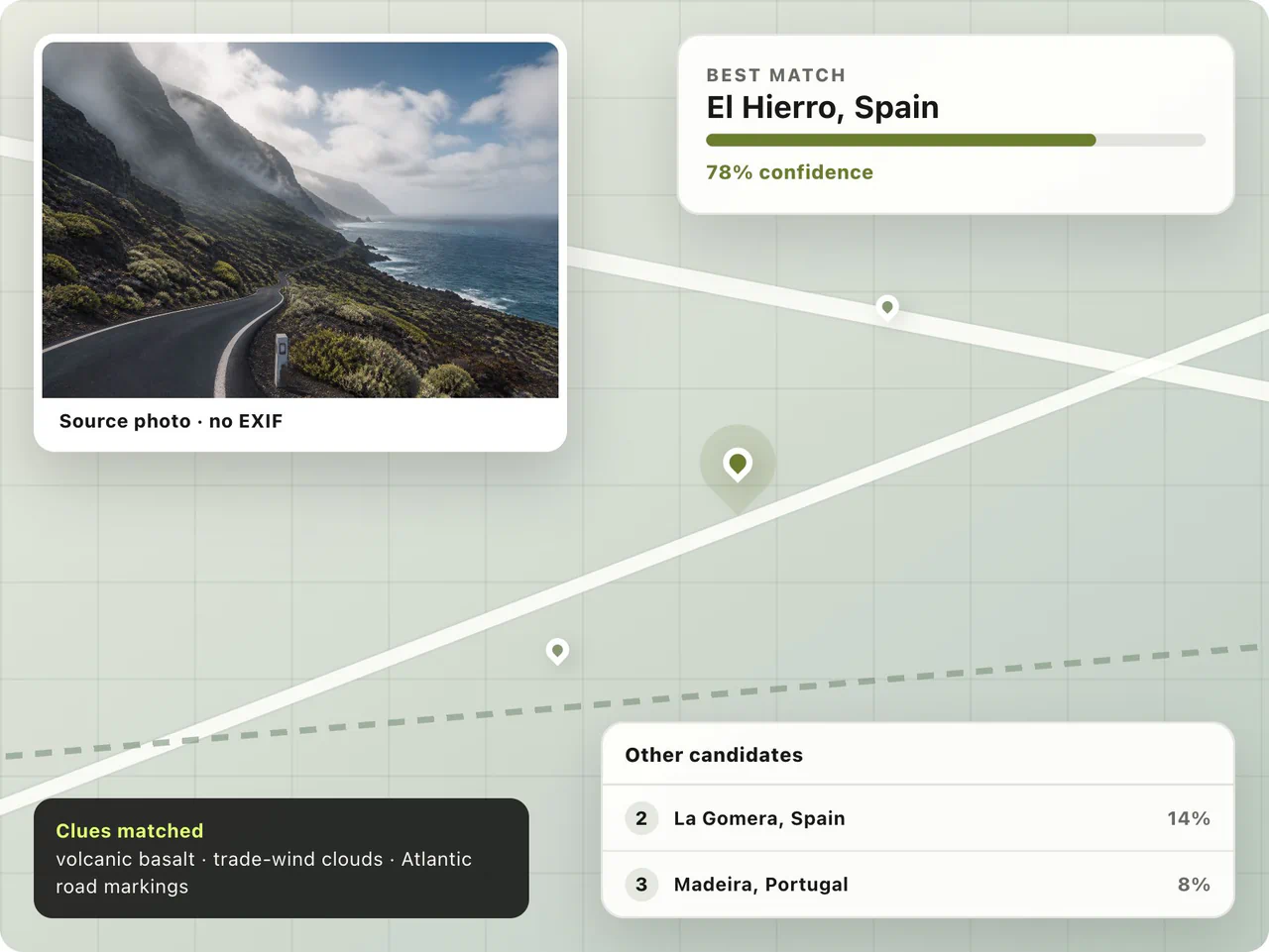 PhotoLocation AI candidate location result