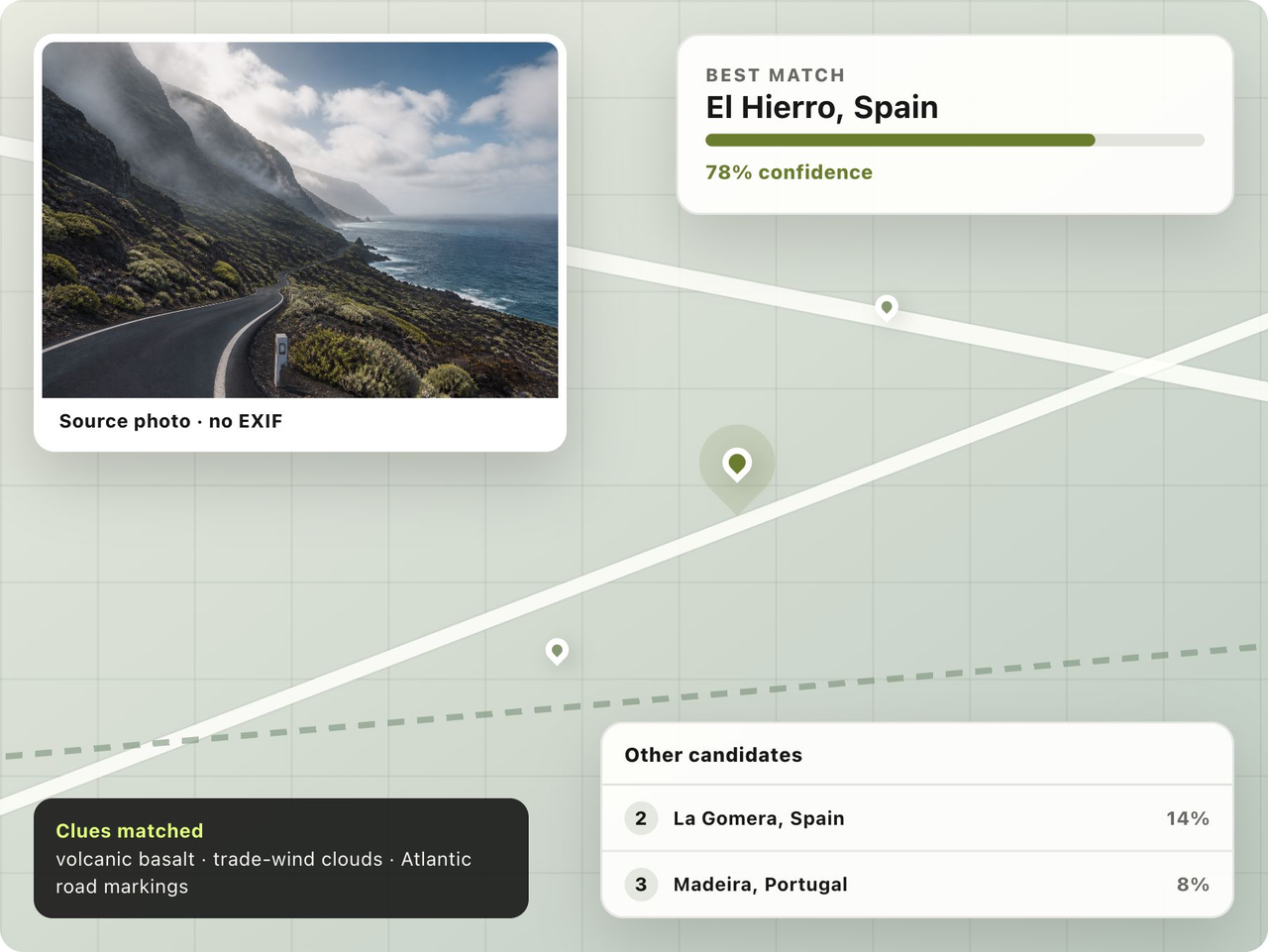 PhotoLocation AI candidate location result