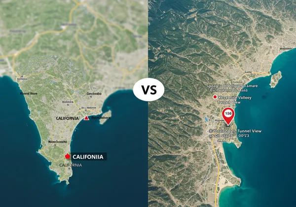 AI tool vs. reverse image search, showing location precision.