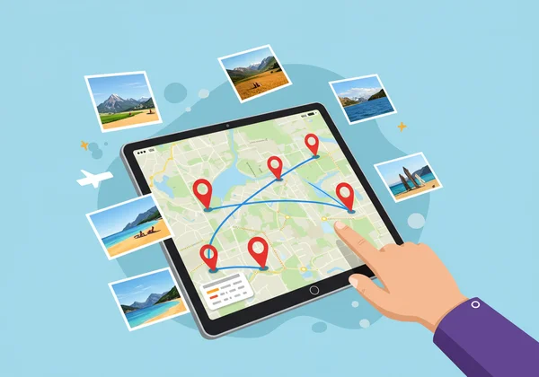 Travel itinerary planning on a map, inspired by photos