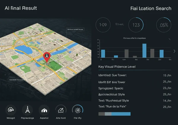 AI platform showing photo location with confidence score on map.