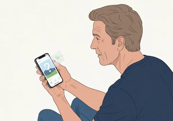 Person trying to find a photo's location on phone