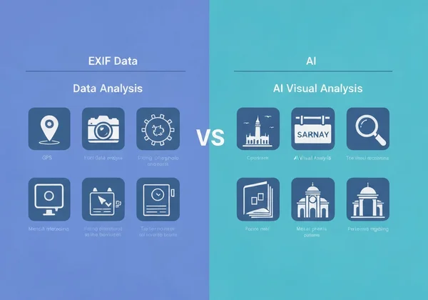 Diagram comparing EXIF data and AI visual analysis